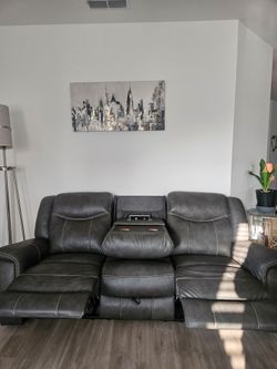 Sofa and Electric fireplace