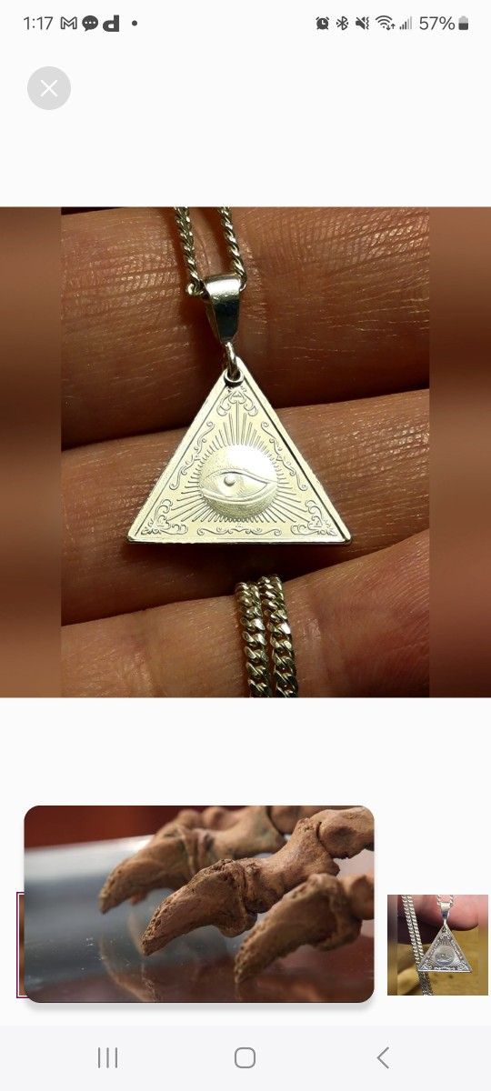 999 Silver Handmade Pyramid Illuminati Pendant (1.2" long) Unisex Jewelry AAA