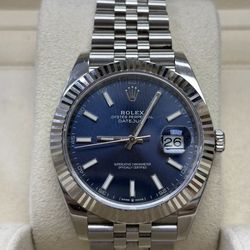 Rolex Blue dial datejust flutted bezzel jubilee luxury men’s Swiss watch