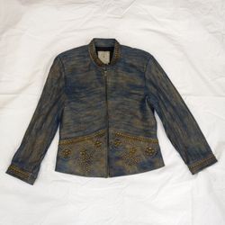 Double D Ranch Western Wear studded leather Embellished jacket size M
