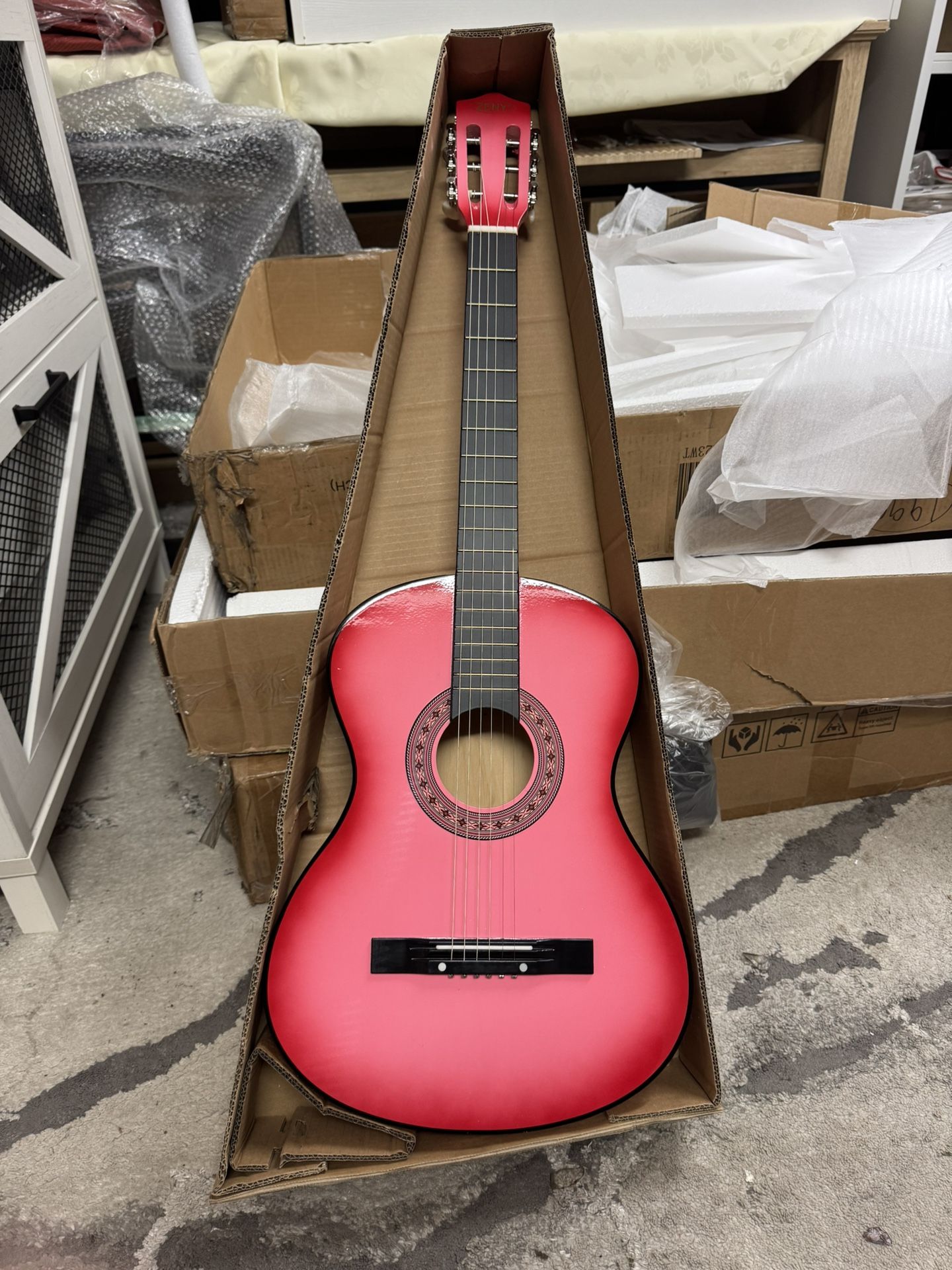 Guitar with Case, Strap, Tuner and Pick for Starter, Pink