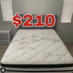 BRAND NEW “LUXURY EURO PILLOW TOP BAMBOO” MATTRESSES 💯 COLCHONES NUEVOS PILLOW TOP 💯  💥12 inches thick 💥   Queen $210❌ $270 With Box Spring 💥  FU