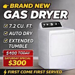7.2 cu. ft. vented Gas Dryer in White with Auto Dry and Extended Tumble