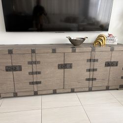 Restoration Hardware RH Media Console Cabinet Ash Grey Wood