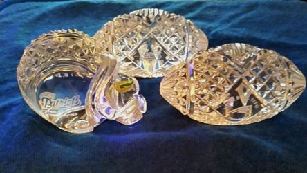 *Vintage N.E. Patriots/Waterford Crystal *Superbowl Helmet & Footballs *Limited/ Etched/Numbered *Scarce