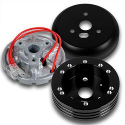 For 1978-1991 Ford F150 F250 F350 Truck 5 & 6 Hole Steering Wheel Black Hub Adapter -(3-HUB-507-BK