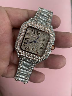 Cartier Santos Iced Out Diamond Watch