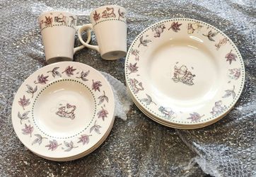 Disney Winnie the Pooh Stoneware Mugs and Plates 100 Acres Wood Lot