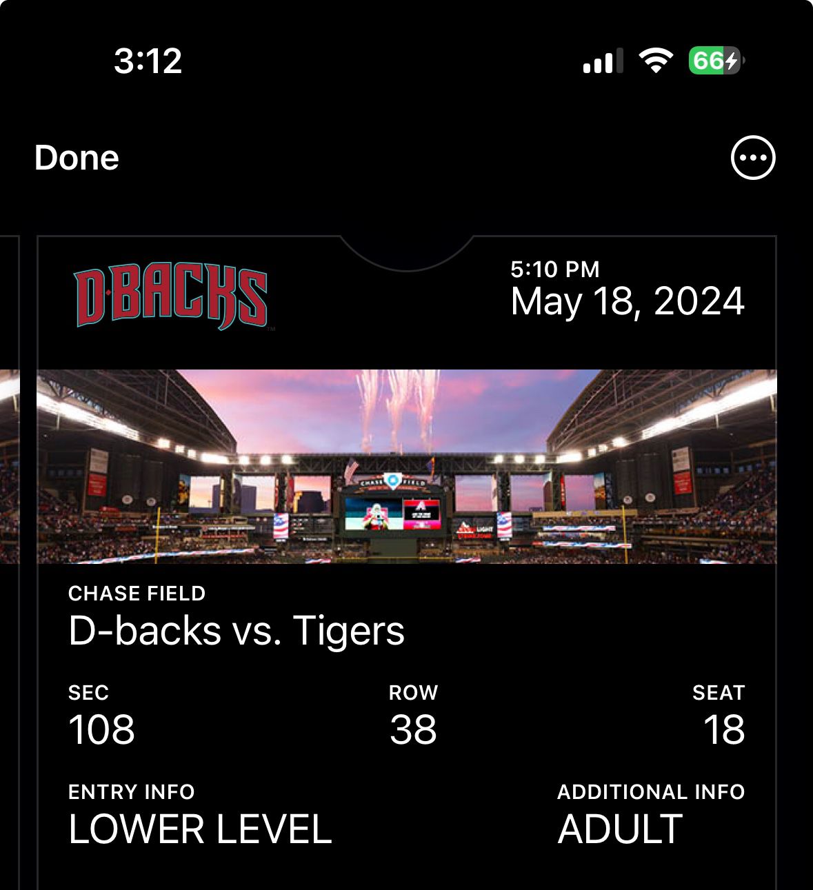 Dbacks game may 18th