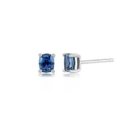 Cushion Yogo Sapphire Earrings in 10K White Gold