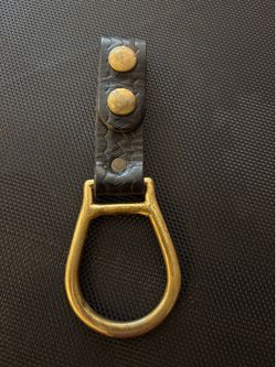 Vintage Leather And Brass Flashlight/baton Belt Hanger