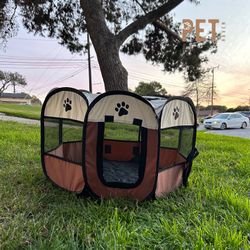 Portable Cat/Dog Play Pen - Brown 