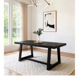 Black Wooden Farm Dining Table