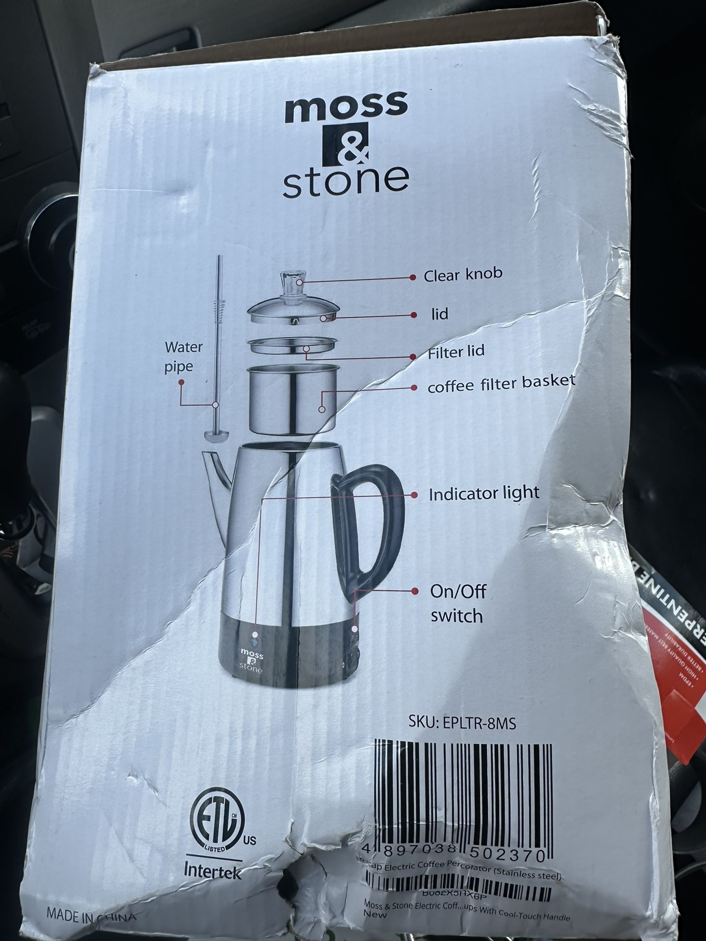 Moss & Stone Percolator Coffee Pot Electric 10 Cup, Stainless Steel Coffee Maker. With Keep Warm Function, 10 Cups Stainless Steel Percolator With Cof