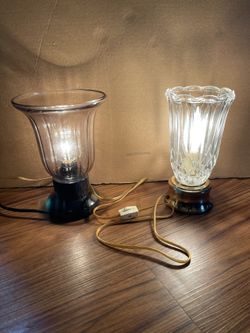 2 Small Table Lamps With Glass Shade 8"H $10 EACH Firm