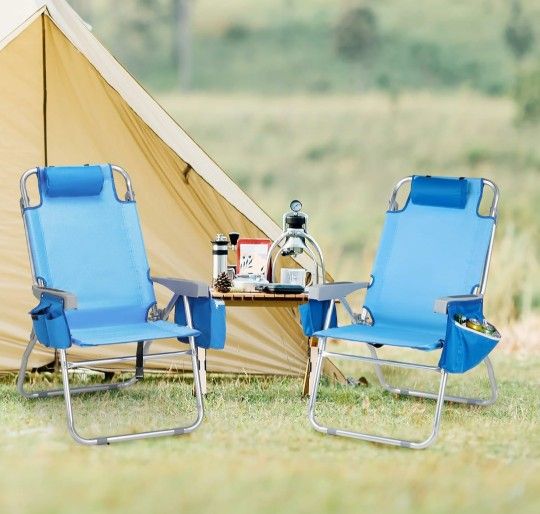 Pack Tall Beach Chair, with Position, Cooler Bag, Cup Holders