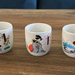 Sake 6 piece cups & plate set