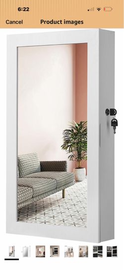 Lockable Jewelry Cabinet Armoire with Mirror
