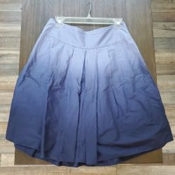 St John's Bay Women's Cotton Pleated Gradient A-Line Skirt Blue Ombre Size 8