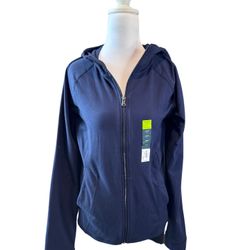 NWT Tek Gear Essential Active Full Zip Hooded Jacket Navy Blue Size L