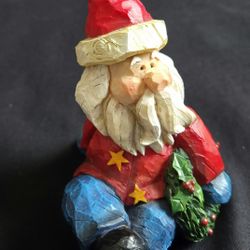Vtg Resin Sitting Santa Figurine 5"X4" Christmas Holiday