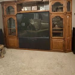 Solid Wood Wall Unit / Entertainment Center – Must Go ASAP