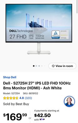 Dell - S2725H 27" IPS LED FHD 100Hz 8ms Monitor (HDMI) - Ash White