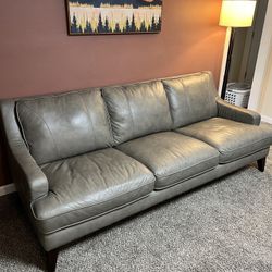 Leather Couch Sofa Gray Great Condition 