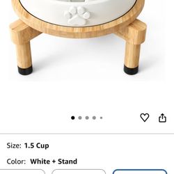 Ceramic Slow Feeder Dog Bowl With Bamboo Stand