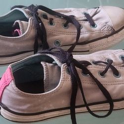 Light Gray & Pink Converse All Star Sneakers- Size 4