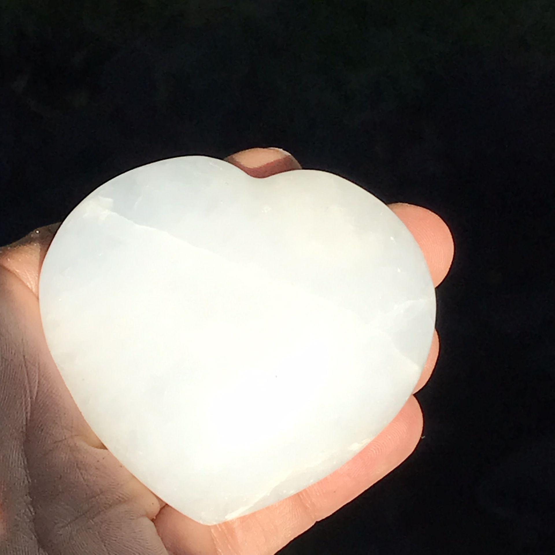 Huge Pure White Moonstone Heart