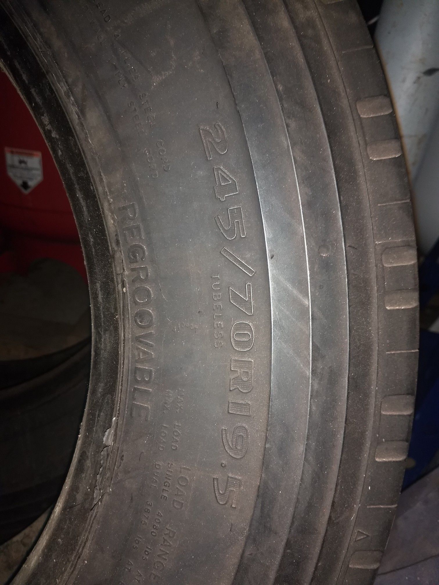 Truck tires. 245/70/19.5 G159