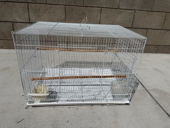 White Wire Bird Cage with Perches