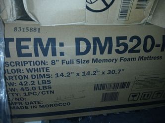 New DM520-F-EU 8" Full Size Memory Foam Mattress.