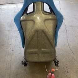 NRG PRISMA FIXED BUCKET RACING SEAT FRP-302BL-ULTRA ALCANTARA BLUE LARGE +SLIDER