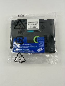 Non-Laminated Label Tape Cartridge, 3.5mm Width, Black/White