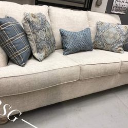 Craem Color Linen Fabrics Sofa, Loveseat, Oversized Chair, Ottoman 💚No Needed Credit Check 💛 $39 Down Payment with Financing