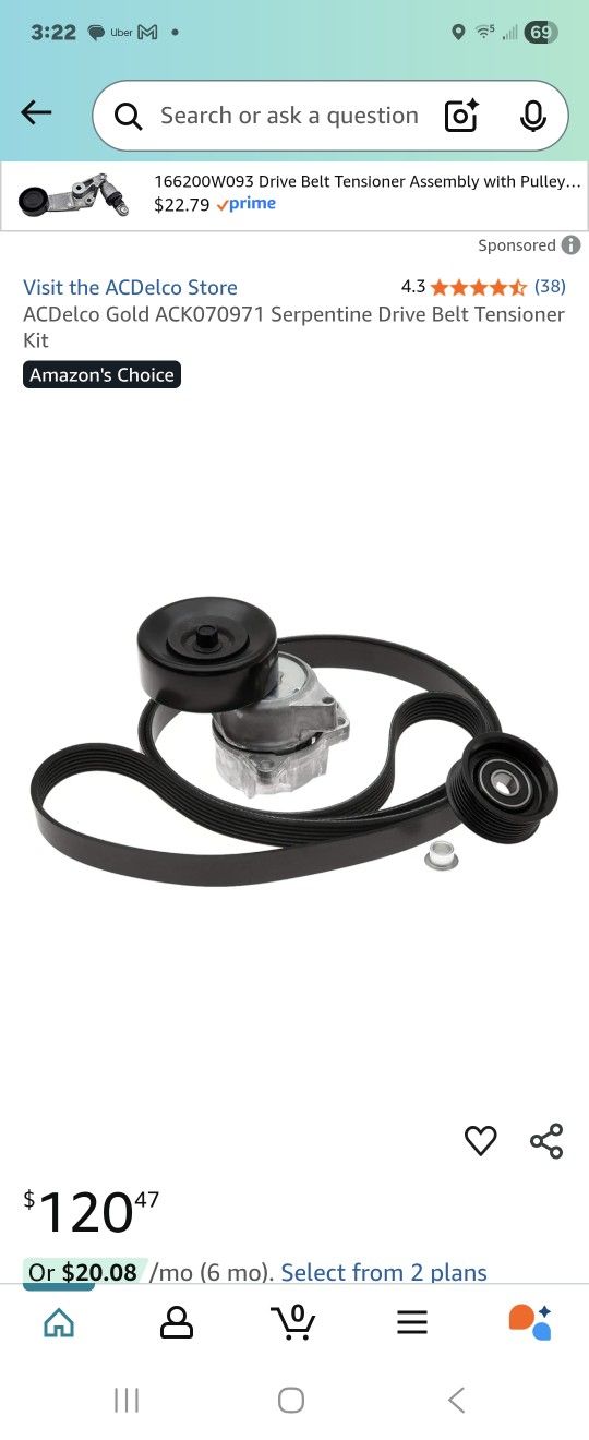 AC DELCO ACCESSORY BELT DRIVE COMPONENT KIT PART # ACK070971 GM# 1(contact info removed)