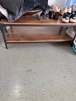 Industrial Wood and Metal Entryway Bench