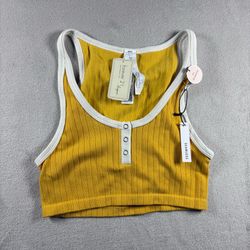 Y2K FOREVER 21 Women's M/L Yellow Cropped Tank Top Fairy Lingerie NWT #7A