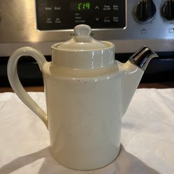 Vintage hall, pottery, teapot, silver, spout with lid