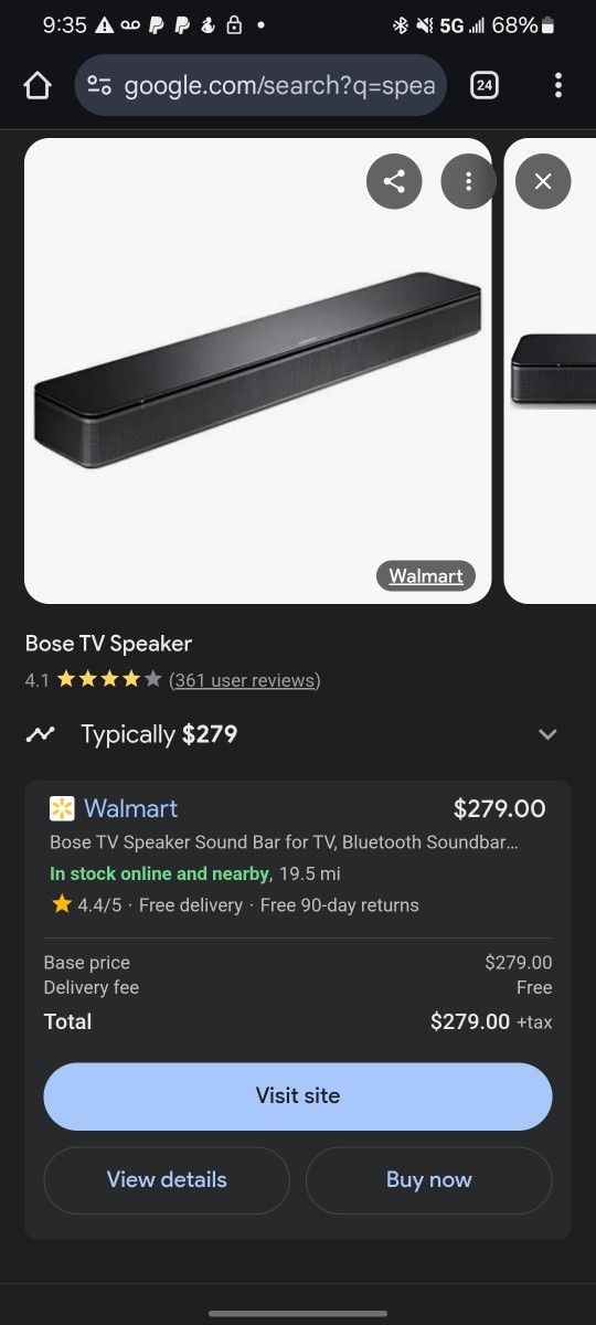 New Bose TV Speaker $80