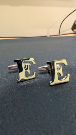 Letter E Initial Cufflinks Silver