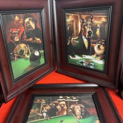 Dogs Playing Poker Lot Of (3) Famous Wall Art Collection Card Player ,dog Lovers