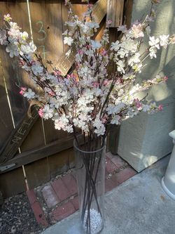 Large Cherry Blossom Floral Arrangement + Tall Oversized Glass Vase | IKEA decor
