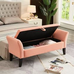 Velvet Storage Ottoman with Arms