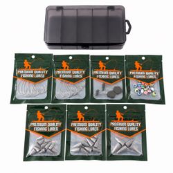 FiFiFi Texas Rig Tackle Kit 3/0 EWG Hooks Bullet Weights Bass Fishing 71pc Set