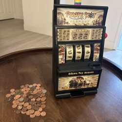 Adams Toy Heaven Pirate Jumbo Slot Machine Casino Toy Piggy Bank Replica With Flashing Lights And Jackpot Alert Sounds