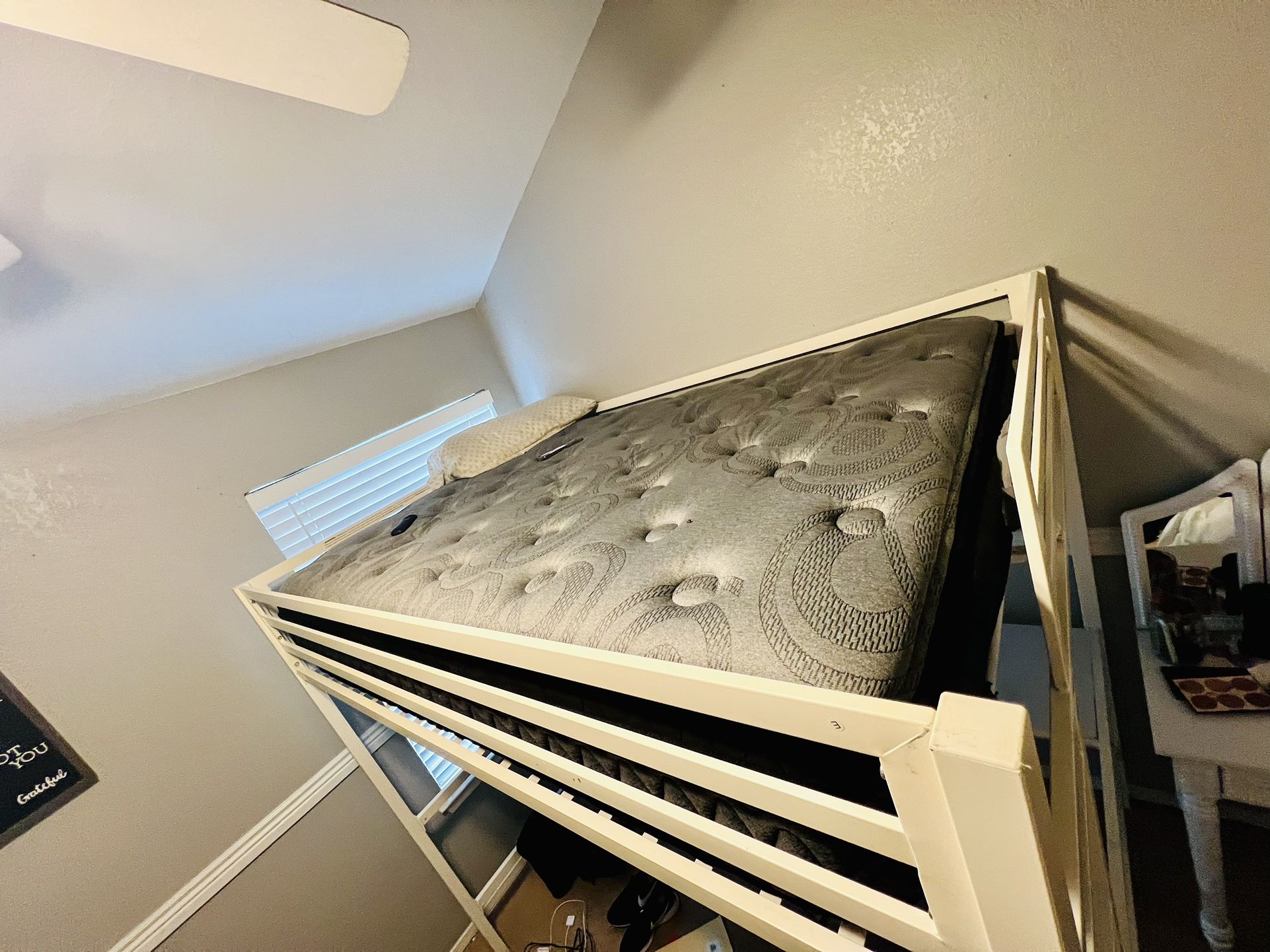 Full Size Bed Frame With Desk  Mattress Not Included 