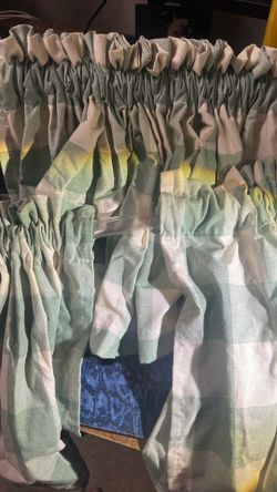 Window Valances 14 inch Length 1 Panel Buffalo Plaid Gingham Rod Pocket Farmhouse Window Curtains Valance Living Room Bedroom Green & White Window Val